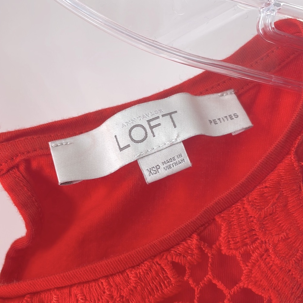 LOFT XSP Red/Orange Lacey Tank Top - Picture 4 of 8